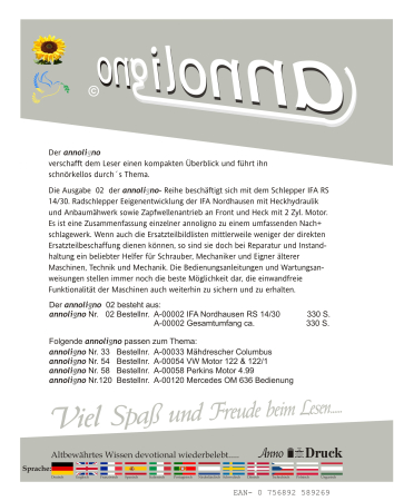 IFA Nordhausen Traktor/Schlepper Zugmaschine Typ RS 14/30 Famulus Bild- Ersatzteilliste & Explosionszeichnungen - annoligno 02